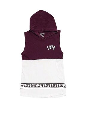 ON FIRE Girl's Hooded Tank Top White And Maroon Size Large 12